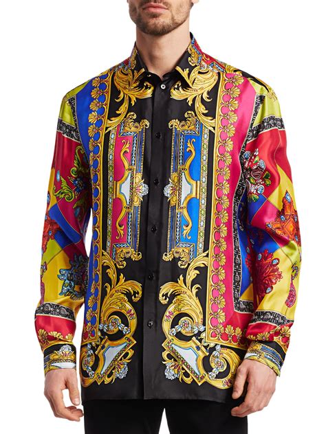 versace silk shirts men|versace collection men shirt sale.